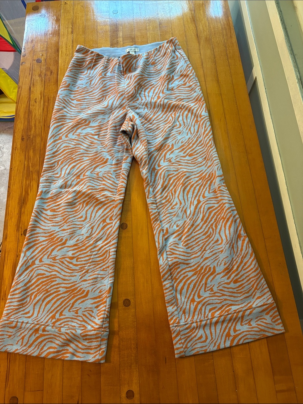 Maeve Blue and Orange Zebra-Print Wide Leg Pants